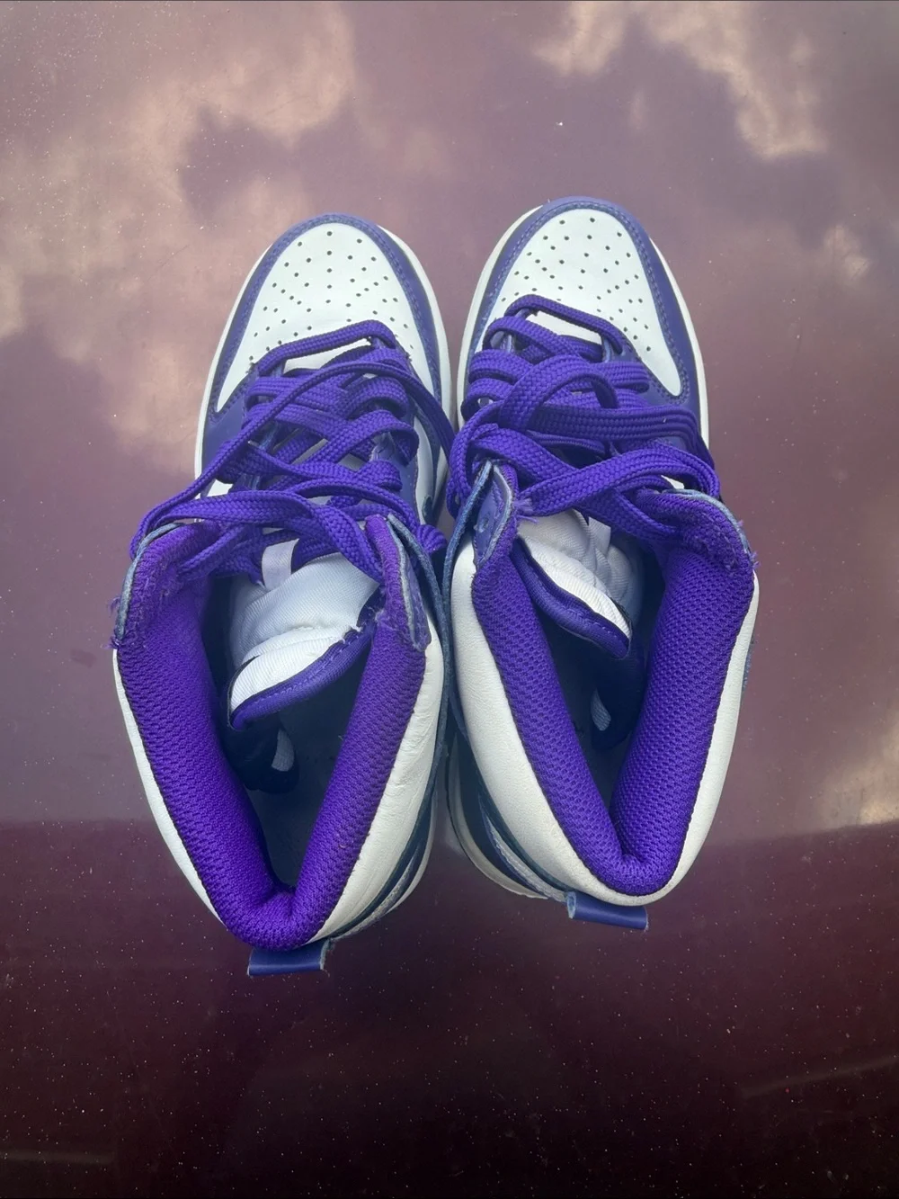 Nike Kids Dunks Purple and White High-Top Sneakers